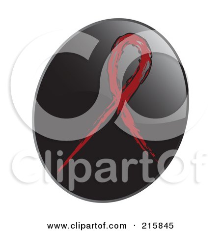 Royalty-Free (RF) Clipart Illustration of a Maroon Awareness Ribbon On A Shiny Black App Icon Button by inkgraphics