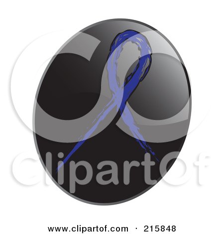 Royalty-Free (RF) Clipart Illustration of a Dark Blue Awareness Ribbon On A Shiny Black App Icon Button by inkgraphics