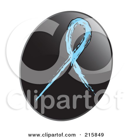 Royalty-Free (RF) Clipart Illustration of a Light Blue Awareness Ribbon On A Shiny Black App Icon Button by inkgraphics