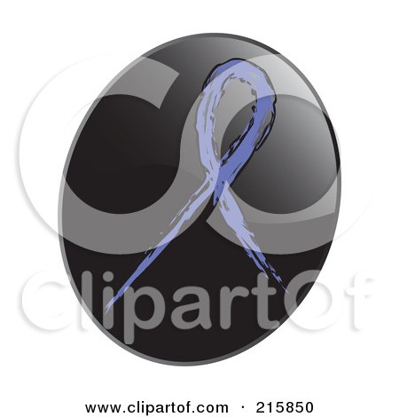 Royalty-Free (RF) Clipart Illustration of a Violet Awareness Ribbon On A Shiny Black App Icon Button by inkgraphics