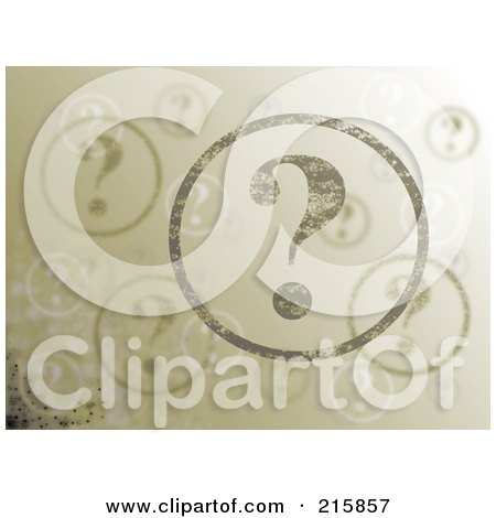 Royalty-Free (RF) Clipart Illustration of a Background Of Grungy Sepia Toned Question Mark Bubbles by oboy