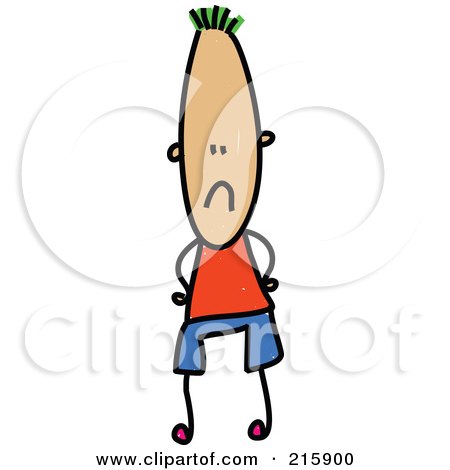 Royalty-Free (RF) Clipart Illustration of a Childs Sketch Of A Boy With A Long Face by Prawny