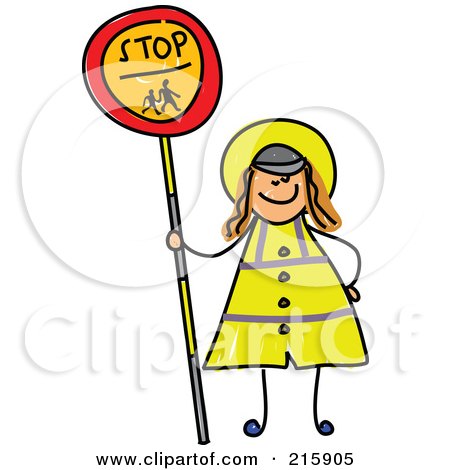 Royalty-Free (RF) Clipart Illustration of a Childs Sketch Of A Woman Holding A Stop Sign by Prawny