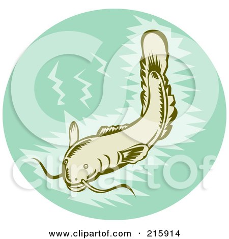 Royalty-Free (RF) Clipart Illustration of a Catfish In Green Water by patrimonio