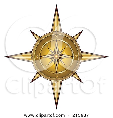 Royalty-Free (RF) Clipart Illustration of an Ornate Golden Compass by MilsiArt