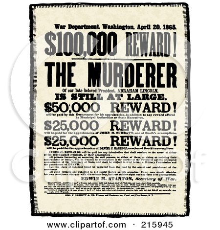 Royalty-Free (RF) Clipart Illustration of a Vintage Reward For Murderer Sign by BestVector