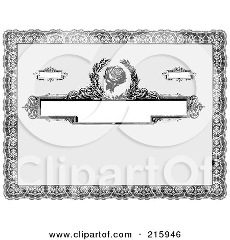 Royalty-Free (RF) Clipart Illustration of a Vintage Gray Certificate With Blank Space And A Lace Border by BestVector