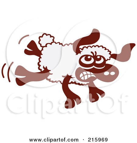 Royalty-Free (RF) Clipart Illustration of a Cartoon Sheep Angrily Kicking by Zooco