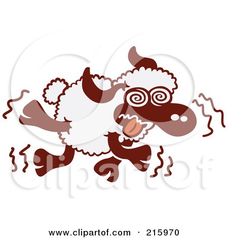 Royalty-Free (RF) Clipart Illustration of a Cartoon Sheep Running With Crazy Eyes by Zooco