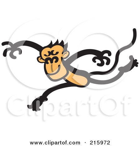 Royalty-Free (RF) Clipart Illustration of a Lanky Jungle Monkey Running by Zooco