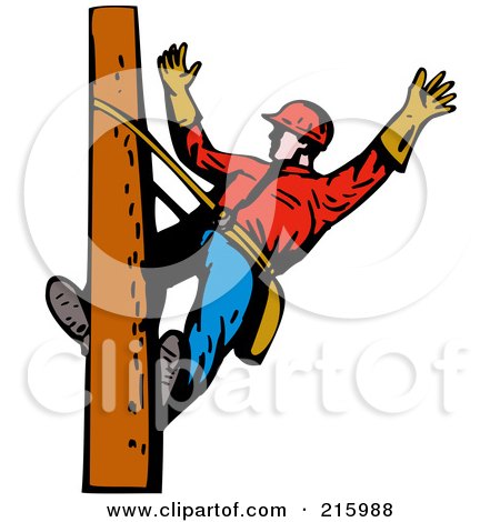 Royalty-Free (RF) Clipart Illustration of a Lineman On A Pole - 15 by patrimonio