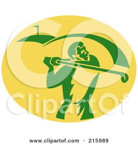 Royalty-Free (RF) Clipart Illustration of a Retro Golfer Logo by patrimonio