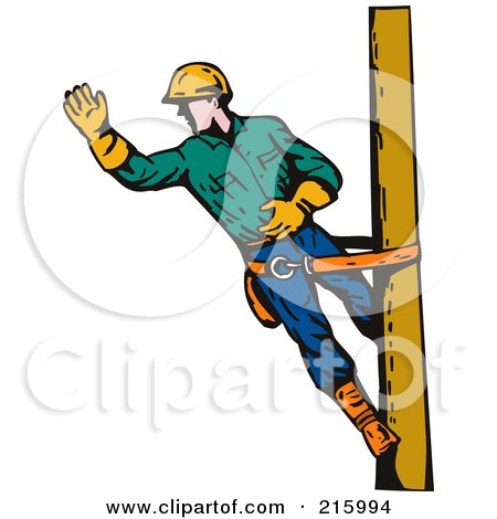 Royalty-Free (RF) Clipart Illustration of a Lineman On A Pole - 13 by patrimonio