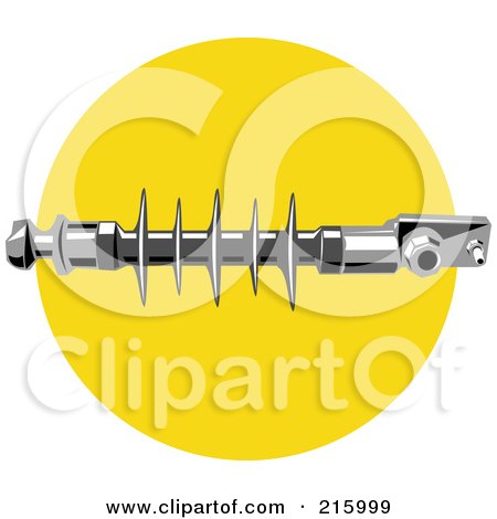 Royalty-Free (RF) Clipart Illustration of a Lineman Drill Tool On A Yellow Circle by patrimonio