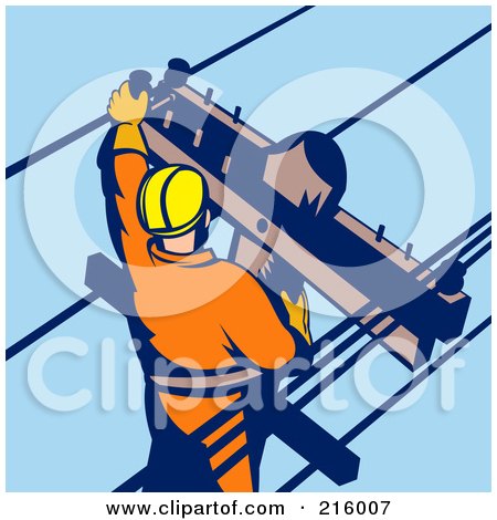 Royalty-Free (RF) Clipart Illustration of a Lineman On A Pole - 8 by patrimonio