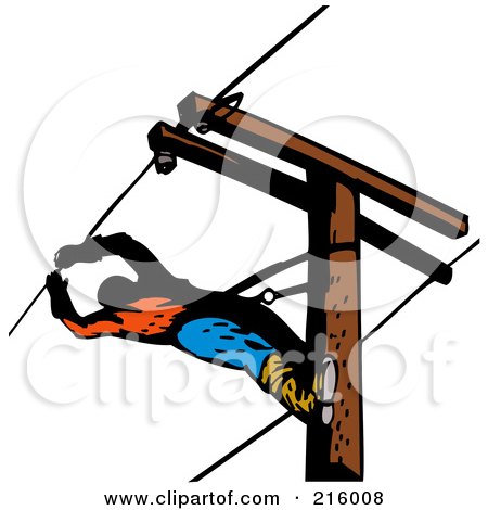 Royalty-Free (RF) Clipart Illustration of a Lineman On A Pole - 16 by patrimonio