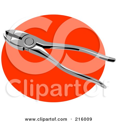 Royalty-Free (RF) Clipart Illustration of a Pair Of Pliers Over A Red Circle by patrimonio