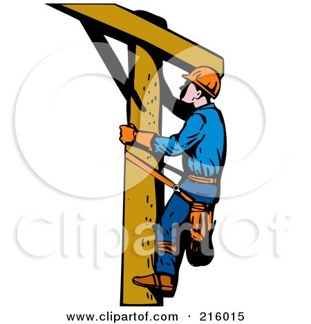 Royalty-Free (RF) Clipart Illustration of a Lineman On A Pole - 14 by patrimonio