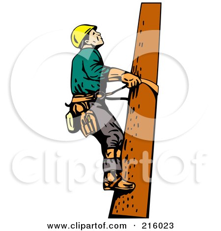 Royalty-Free (RF) Clipart Illustration of a Lineman On A Pole - 10 by patrimonio