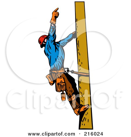 Royalty-Free (RF) Clipart Illustration of a Lineman On A Pole - 11 by patrimonio