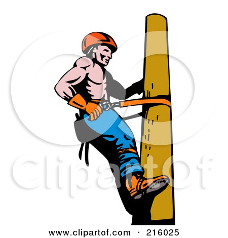 Royalty-Free (RF) Clipart Illustration of a Lineman On A Pole - 12 by patrimonio