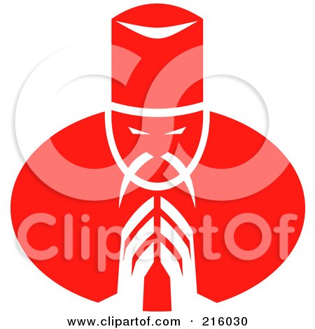 Royalty-Free (RF) Clipart Illustration of a Red Asian Chef Praying by patrimonio