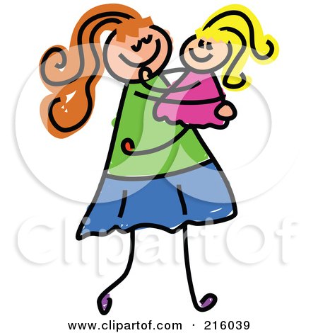 Royalty-Free (RF) Clipart Illustration of a Childs Sketch Of A Mom Carrying Her Daughter by Prawny