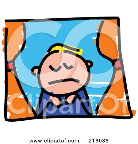 Royalty-Free (RF) Clipart Illustration of a Childs Sketch Of A Sad Boy Looking Out A Window by Prawny
