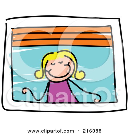 Royalty-Free (RF) Clipart Illustration of a Childs Sketch Of A Girl Looking Out A Window by Prawny
