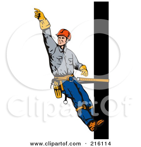 Royalty-Free (RF) Clipart Illustration of a Lineman On A Pole - 3 by patrimonio