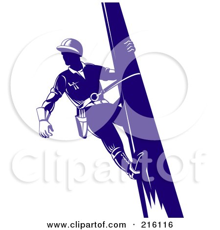 Royalty-Free (RF) Clipart Illustration of a Lineman On A Pole - 2 by patrimonio