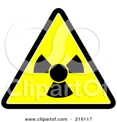 Royalty-Free (RF) Clipart Illustration of a Yellow Lineman Radiation Sign by patrimonio