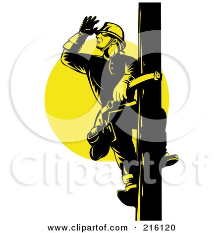 Royalty-Free (RF) Clipart Illustration of a Lineman On A Pole - 6 by patrimonio