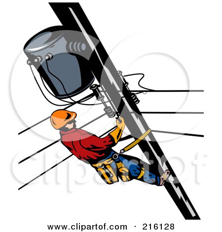 Royalty-Free (RF) Clipart Illustration of a Lineman On A Pole - 4 by patrimonio