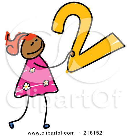 Royalty-Free (RF) Clipart Illustration of a Childs Sketch Of A Girl Carrying A 2 by Prawny