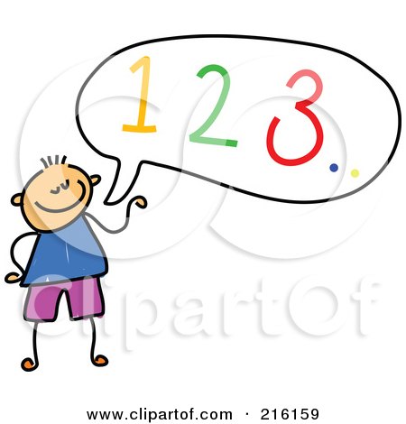Royalty-Free (RF) Clipart Illustration of a Childs Sketch Of A Boy Counting Out Loud by Prawny