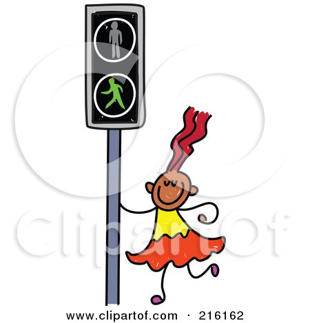 Royalty-Free (RF) Clipart Illustration of a Childs Sketch Of A Girl By A Cross Light by Prawny