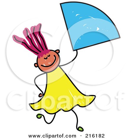 Royalty-Free (RF) Clipart Illustration of a Childs Sketch Of A Girl Holding A Quater Of A Circle by Prawny