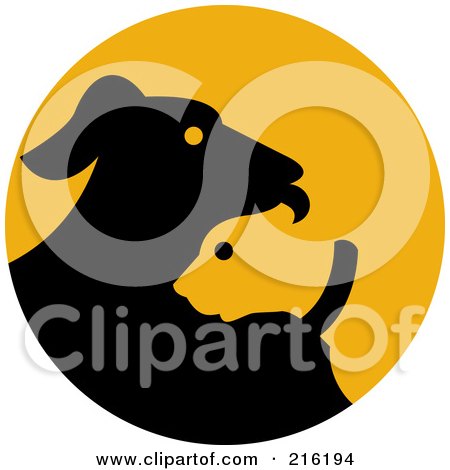 Royalty-Free (RF) Clipart Illustration of a Black And Orange Dog Logo by patrimonio