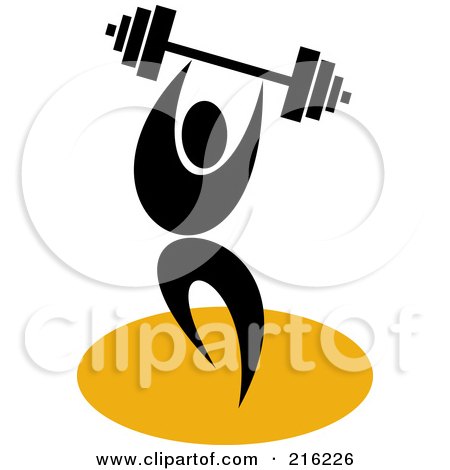 Royalty-Free (RF) Clipart Illustration of a Retro Weight Lifter With A Barbell by patrimonio