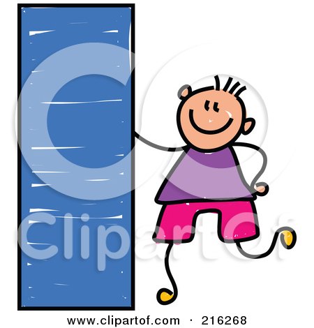 Royalty-Free (RF) Clipart Illustration of a Childs Sketch Of A Boy By A Rectangle by Prawny