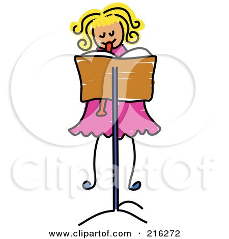 Royalty-Free (RF) Clipart Illustration of a Childs Sketch Of A Girl Playing A Recorder by Prawny