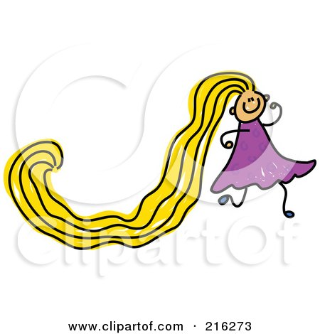 Royalty-Free (RF) Clipart Illustration of a Childs Sketch Of A Girl With Long Blond Hair by Prawny