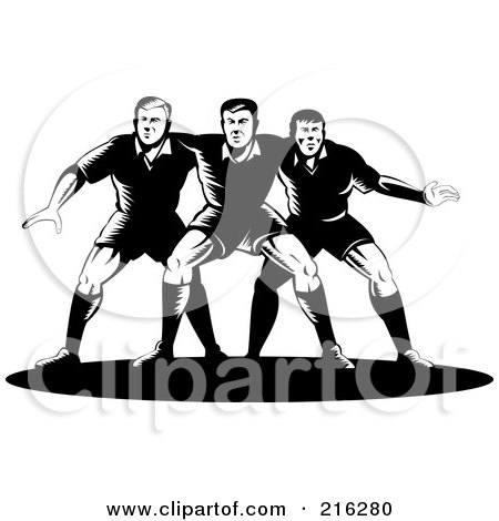 Royalty-Free (RF) Clipart Illustration of Rugby Football Players In Action - 13 by patrimonio