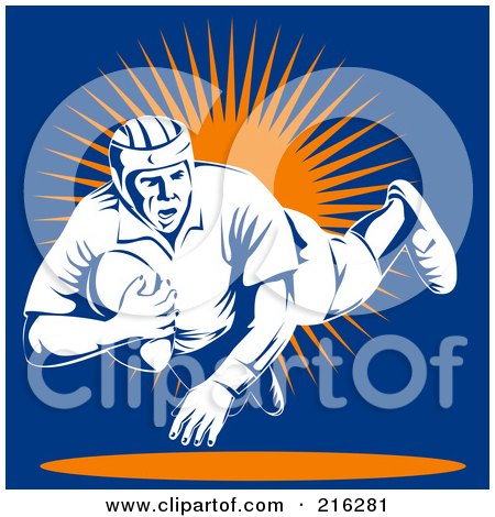 Royalty-Free (RF) Clipart Illustration of a Rugby Football Player - 65 by patrimonio