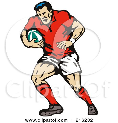Royalty-Free (RF) Clipart Illustration of a Rugby Football Player - 49 by patrimonio