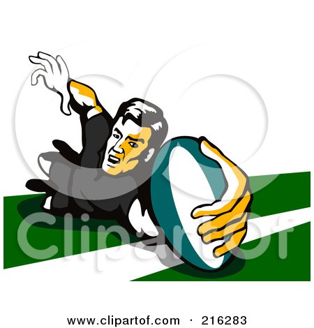 Royalty-Free (RF) Clipart Illustration of a Rugby Football Player - 67 by patrimonio