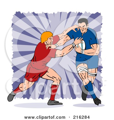 Royalty-Free (RF) Clipart Illustration of Rugby Football Players In Action - 2 by patrimonio