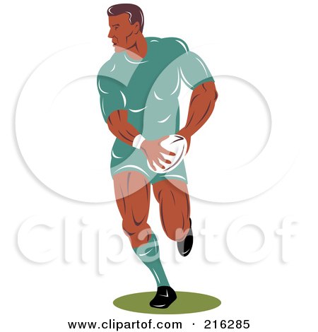 Royalty-Free (RF) Clipart Illustration of a Rugby Football Player - 61 by patrimonio