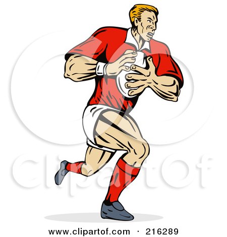 Royalty-Free (RF) Clipart Illustration of a Rugby Football Player - 2 by patrimonio